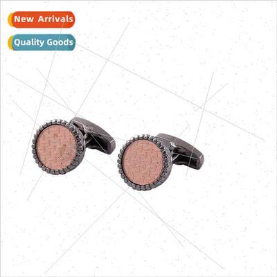 New round patch alloy cufflinks fine plating gunmetal cuffli