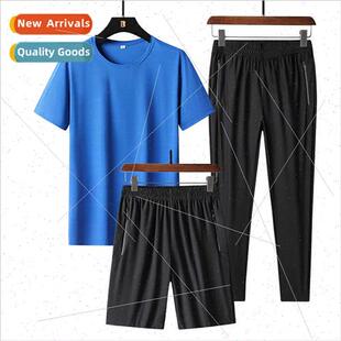 Ice silk threePCS short-sleeved su breathable leisure su men