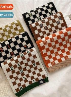 2022 new checkerboard checkerboard faux cashmere scarf femal