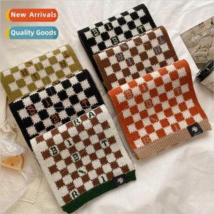 2022 new checkerboard checkerboard faux cashmere scarf femal