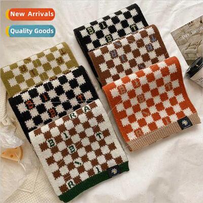 2022 new checkerboard checkerboard faux cashmere scarf femal
