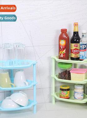 Bathroom plastic storage rack floor triangular square three-