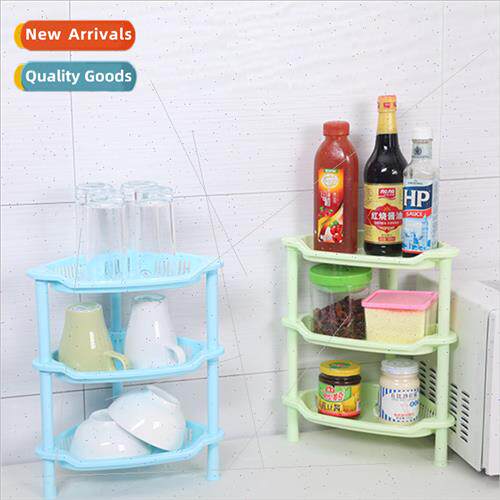 Bathroom plastic storage rack floor triangular square three-