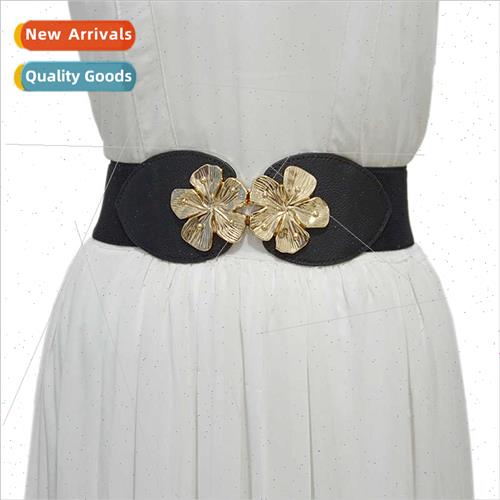 Women Belt Fashion Hundred Gold Flower Buckle Decoration Ela