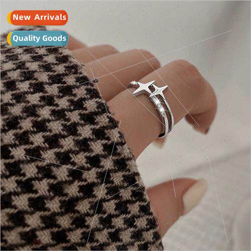 Gemini open ring adjustable female hip hop zirconia star ind