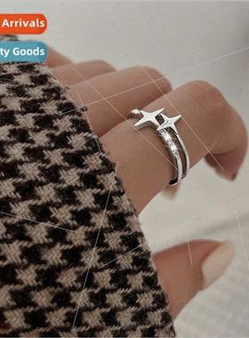 Gemini open ring adjustable female hip hop zirconia star ind