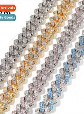 Hip Hop Bar Cuban Necklace Men Hundred 13mm Wh Zirconia Fash