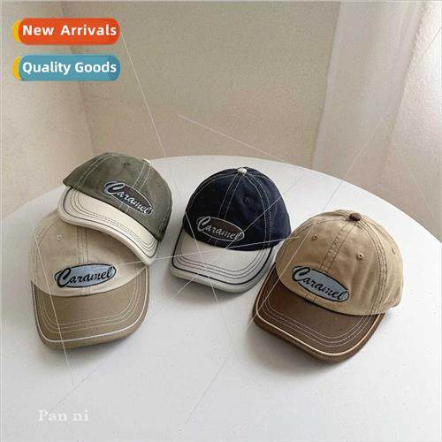 Letter embroidery children baseball cap Korean washed retro