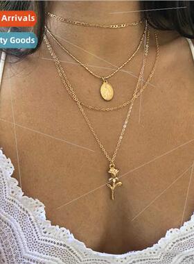 Europe Fashion Women Set Decoration Metal Chain Oval Madonna