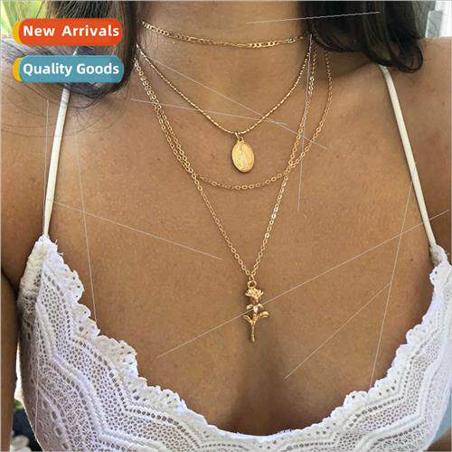 Europe Fashion Women Set Decoration Metal Chain Oval Madonna