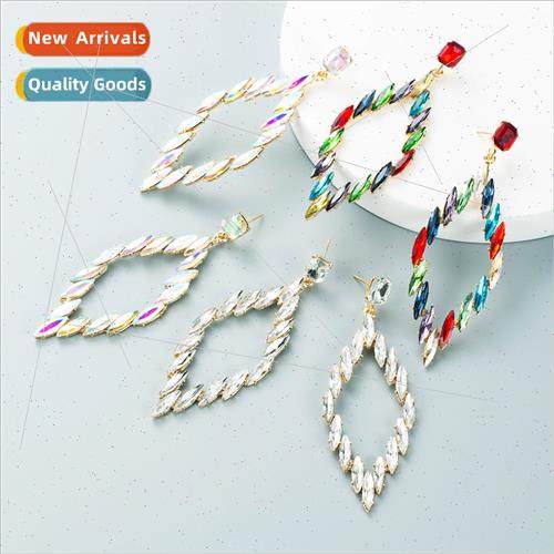 Europe retro earrings women fashion geometric rhombus alloy