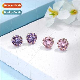 pin silver earrings female earring Europe zirconia snowflake