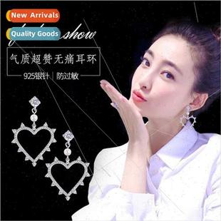 earrings heart shaped Europe pin large silver earrin popular