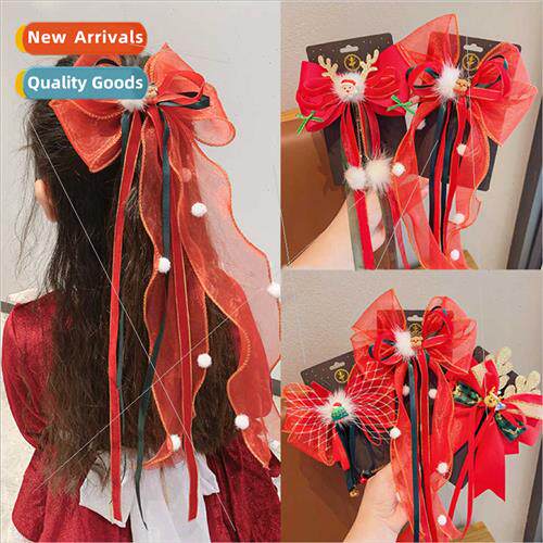 Christmas hair clips cute bow children tie hair ribbons elk