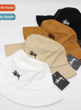 Flat top cotton embroidered fisherman hat short brim collaps