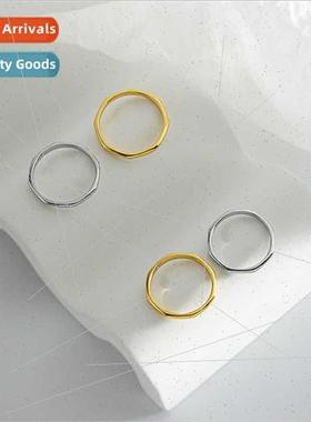 S925 silver simple plain silver ring ins cold wind whack fac