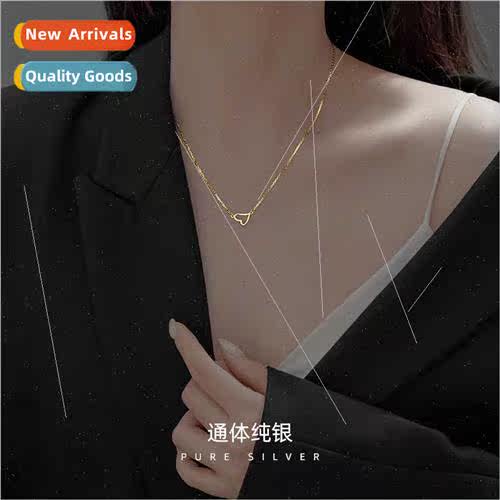 S925 silver gold-plated love heart necklace female simple ve