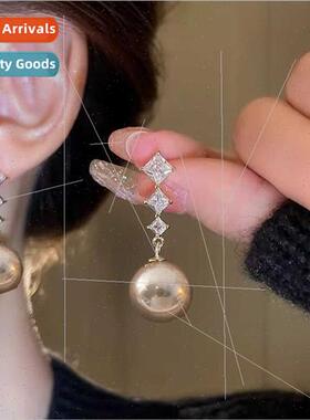 925 silver needle French vintage pendant pearl earrings simp