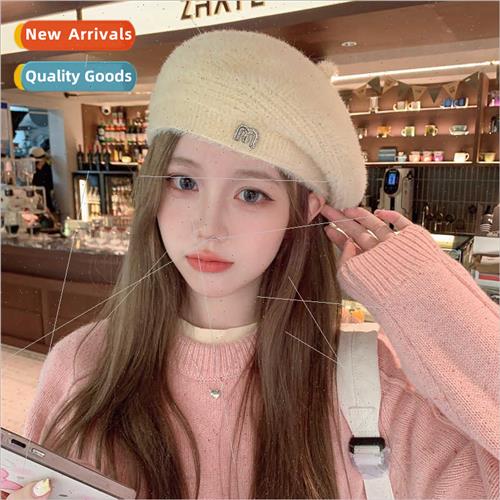 Korean  fall winter hat female Japanese beret solid color kn