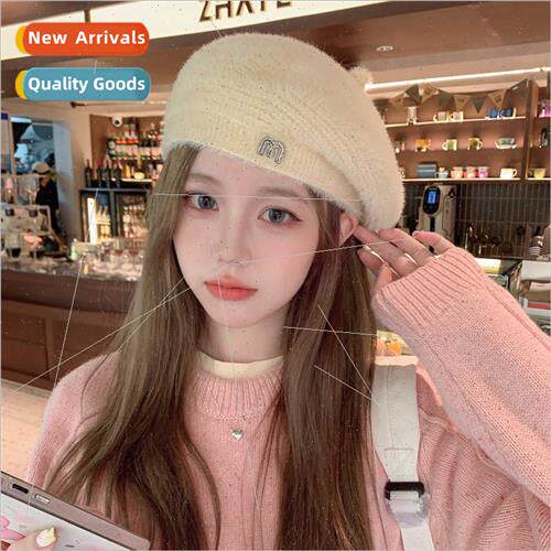 Korean  fall winter hat female Japanese beret solid color kn