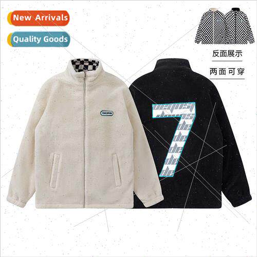 Two-sided wear lamb wool jacket men women in fall winter pad