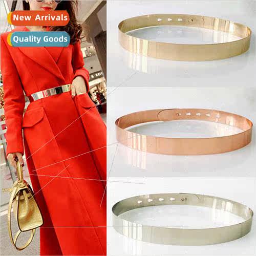 Europe full metal slimming belt gold women belt iron built-i