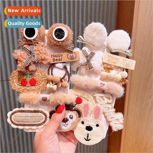 Cartoon new hairpin female side plush hairpin clip clip head