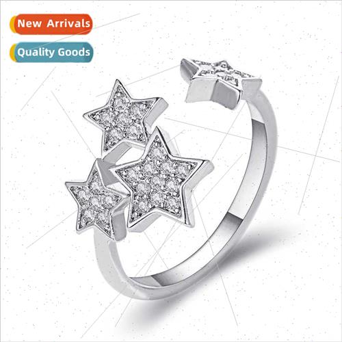 new star ring sweet full diamond star open pentagram ring fa
