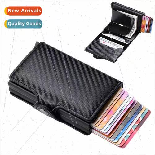 Dual-card RFID automatic elastic card case men short card ca
