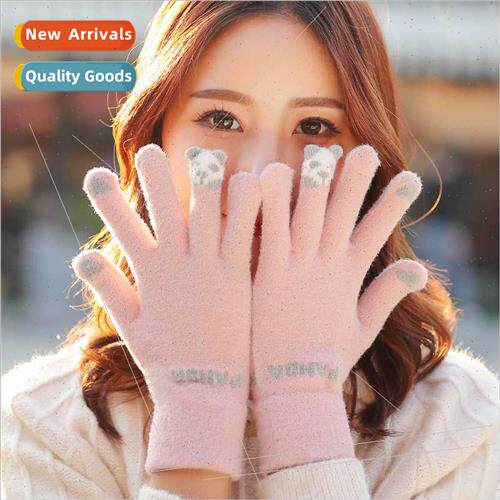 Gloves female winter cute bear cartoon thickened warm touch