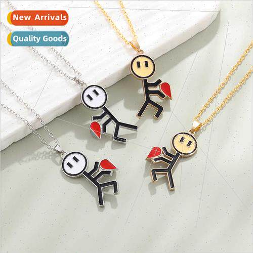 New heart patchwork Tinder couple  quirky magnetic necklace