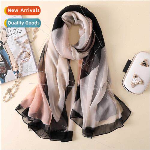 2020 new large silk scarf geometric printing simulation silk