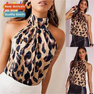 Tee Lace Sleeveless Leopard Women Shirt Vest Print Tops