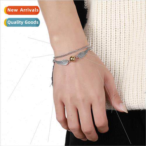 2022 Europe new alloy angel wings stainless steel double cha