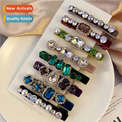 Korea crystal rhinestone hair clips headdress female velvet