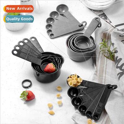 Baking Measuring Cups wh Spout Black Gray Round Handle Measu