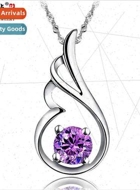 s925 silver necklace feather angel wings pendant short colla