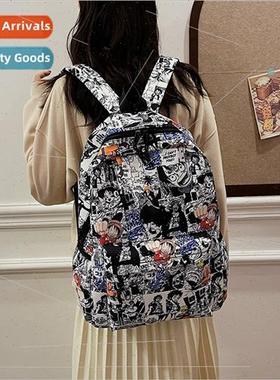 ins cute graffi shoulder bag female Japan tide cool schoolba