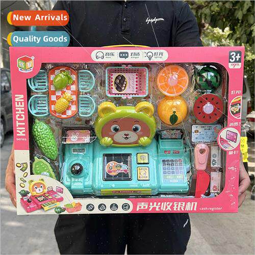 Children play house toys sound light supermarket cash regist