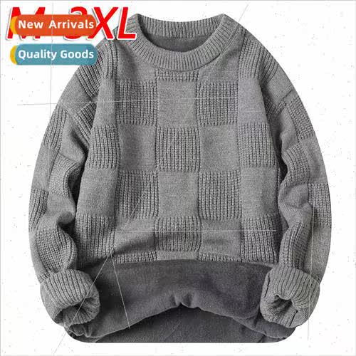 Autumn winter padded thickened high- knted sweater men loose