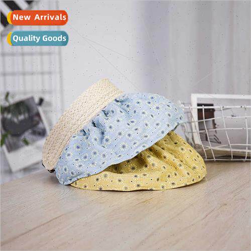 Summer hollow top small broken flowers sun hat shell hat lar