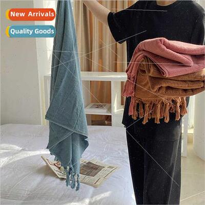 Solid color cotton knotted tassel towel bath towel household