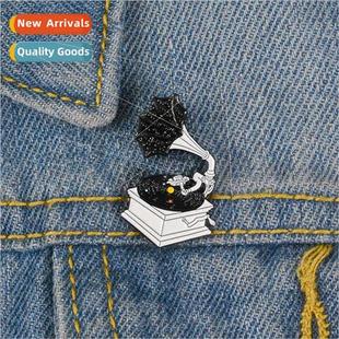 Pin Cosmic Shirt ght Cowboy Enamel Badge Starry Gramophone