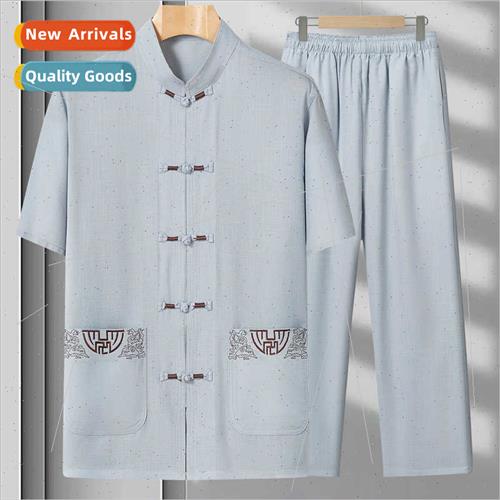 Tang su men middle-aged short-sleeved father summer Chinese