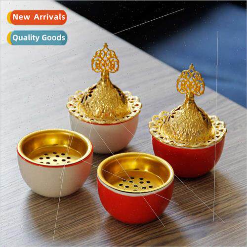 Middle East Arabian lovely small incense burner gold metal c