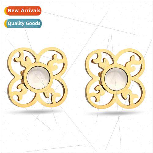 Korea ins new fashion gold-plated earrings cat eye stone fou