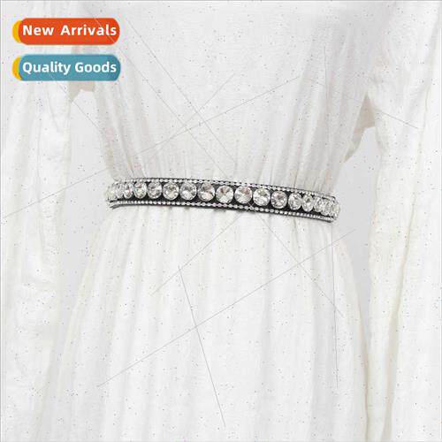 Korean fashion bling rhinestone elastic elastic waist seal d