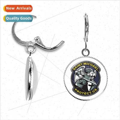 Vintage Holy Angel Earrings Earrings Handmade Glass Cabochon