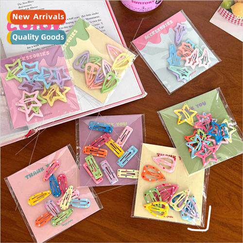 New dopamine powder cute girl colorful star hair clips new s