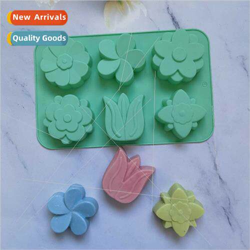 6-in-6 Tulip Blossoms 345 licone Soap Mold Aromatherapy Hand